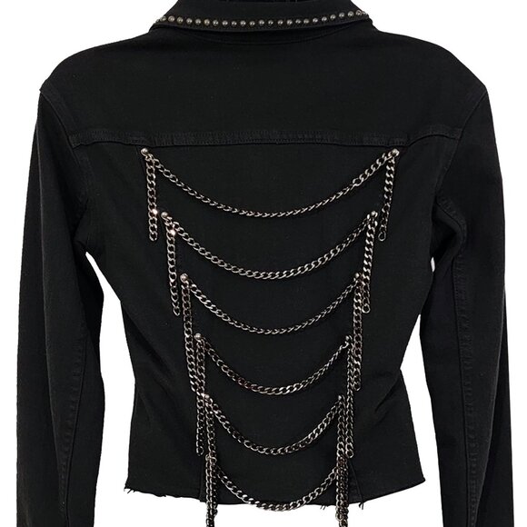 Hematite Chains Women's Black Denim Jacket - Picture 7 of 9